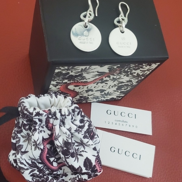 Authentic Gucci Earrings Dangle Round/ NEW/ FULL INCLUSION